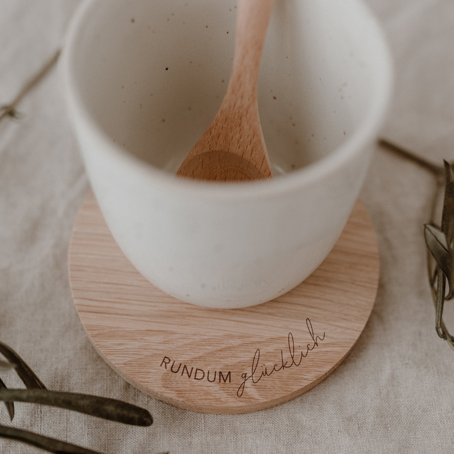 Dessous de verre en chêne rundum glücklich