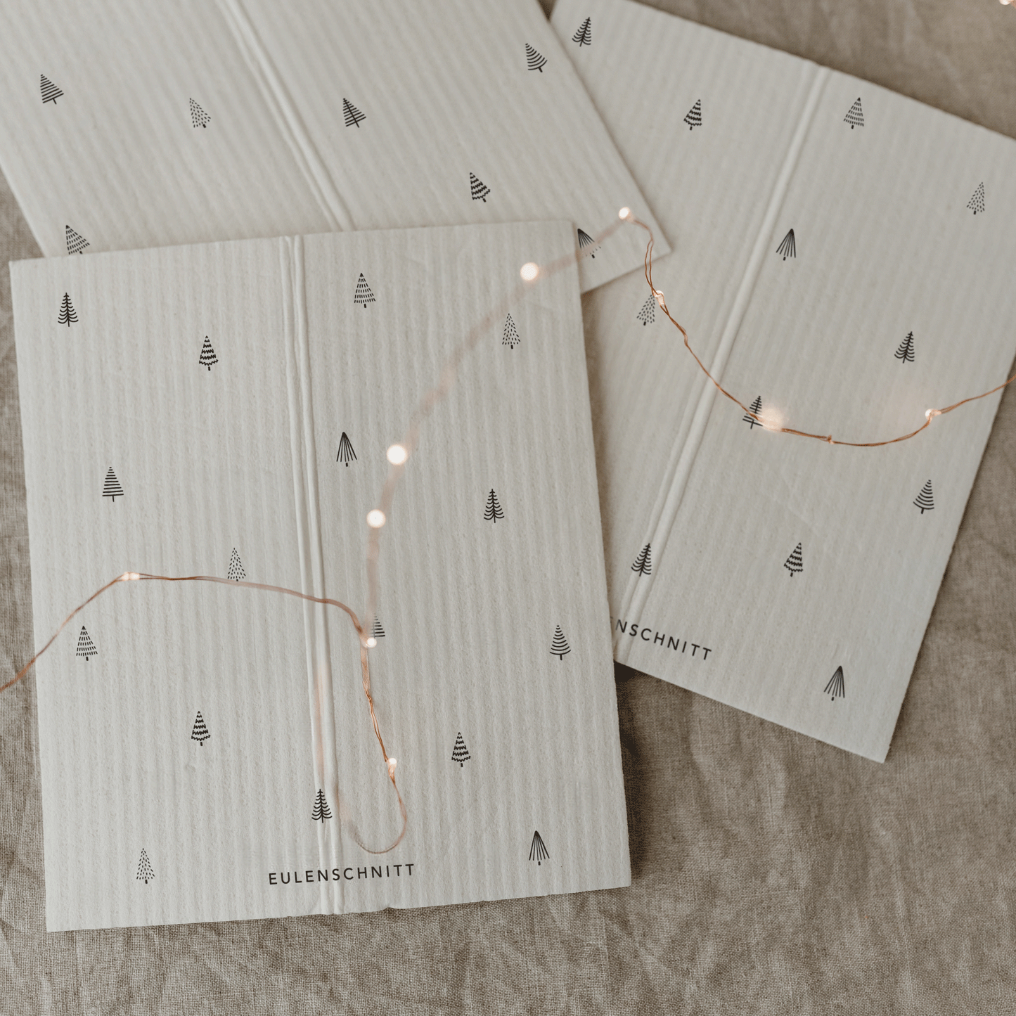 Schwammtücher Tannen weiß 3er Set | Eulenschnitt