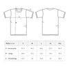 Größentabelle T-Shirt mit Maßskizze für Brustweite, Länge und Ärmellänge in den Größen S bis XXL