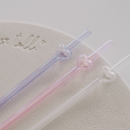 Pailles limitées Cœur de bulle lot de 3 rose