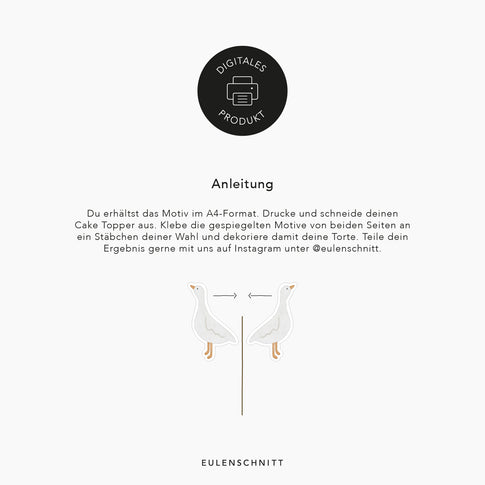 Anleitung, die zeigt, wie die einzelnen Schritte aussehen, wenn man die Cake-Topper zu Hause nachbasteln möchte. Ausdrucken, ausschneiden und an ein Stäbchen eigener Wahl befestigen. Am Ende dekorieren.