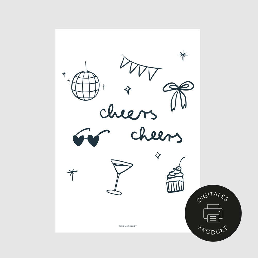 Schlichte Ansicht vom cheers cheers Poster zum Download in verschiedenen Formaten.