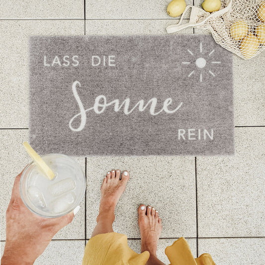 Waschbare Fußmatte Sonne Grau