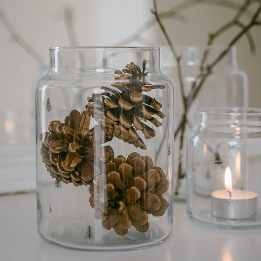 Vase en verre grand sapins