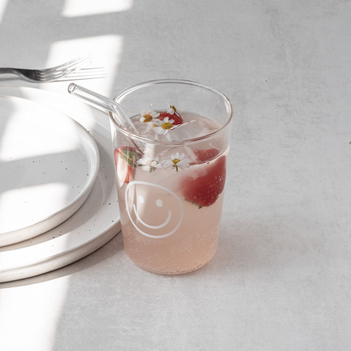 Trinkglas Smiley weiß | Eulenschnitt 