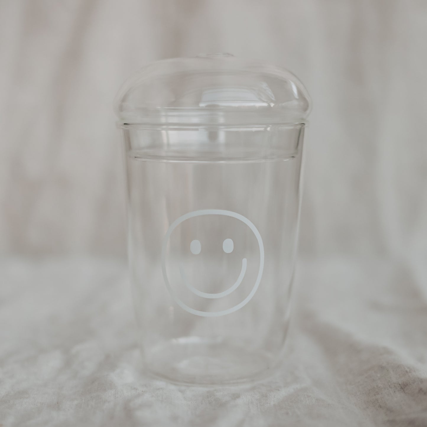 Trinkglas Smiley weiß