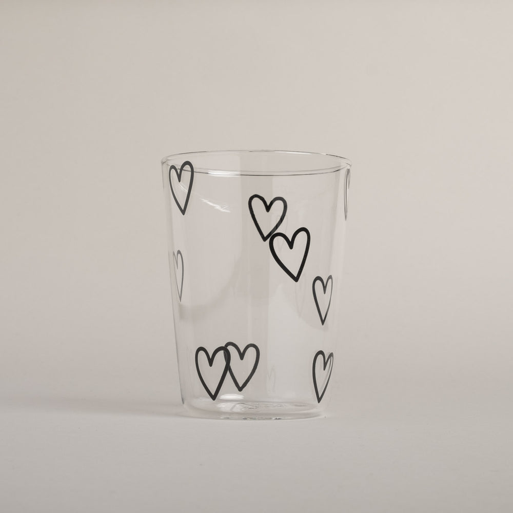 Trinkglas Herzen schwarz | Eulenschnitt 