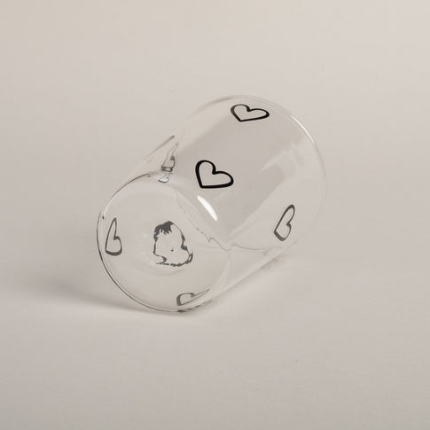 Trinkglas Herzen schwarz | Eulenschnitt 