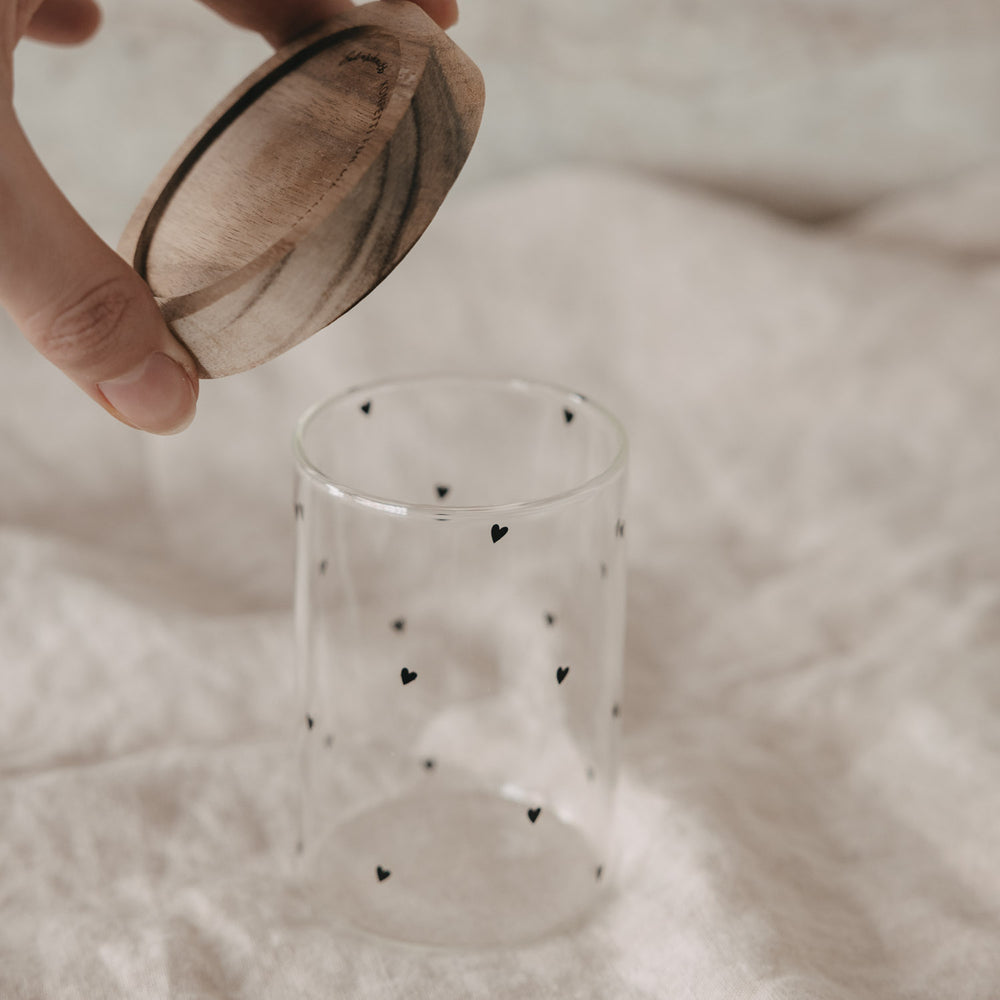 Mini Vorratsglas Herzen schwarz