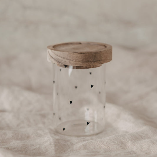 Mini bocal de conservation cœurs noir