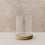 Vorratsglas mit Holzdeckel als Untersetzer, schlichtes Design mit Herzmuster
