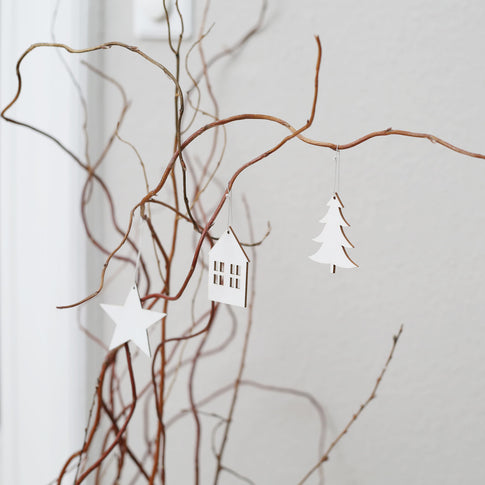 Holzanhänger Stern weiß im 8er Set