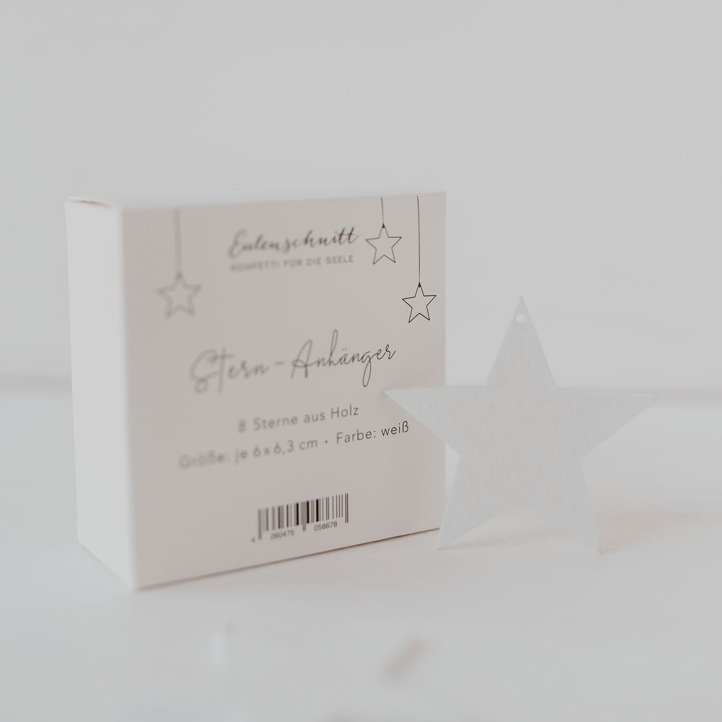 Holzanhänger Stern weiß im 8er Set