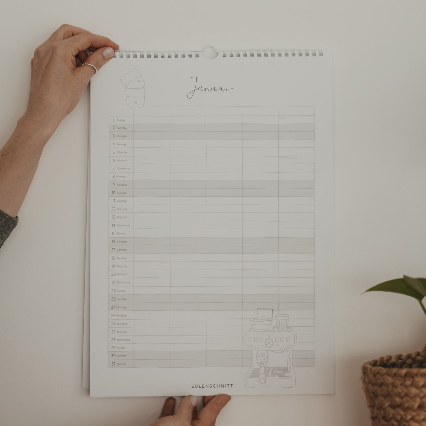Familienkalender Januar Monatsübersicht mit klarer Struktur