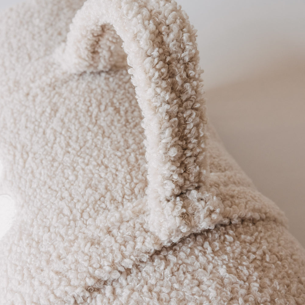 Detail Hundedecke aus weichem Teddyfleece in Creme, flauschige Struktur