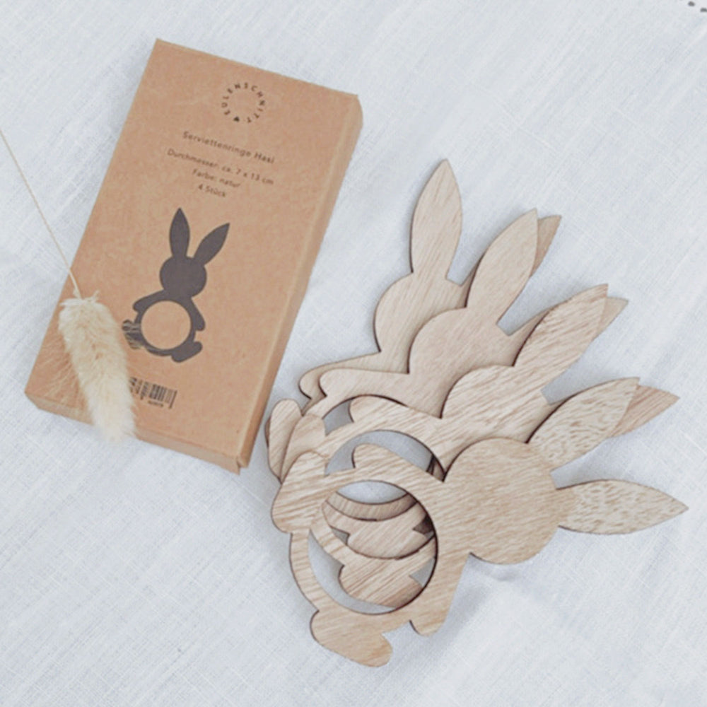 Rond de serviette lapin en set de 4