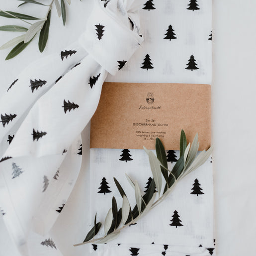 Torchons en lin Sapins par lot de 2