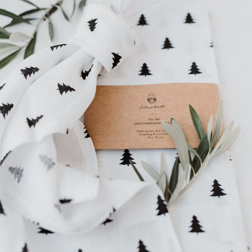 Torchons en lin Sapins par lot de 2