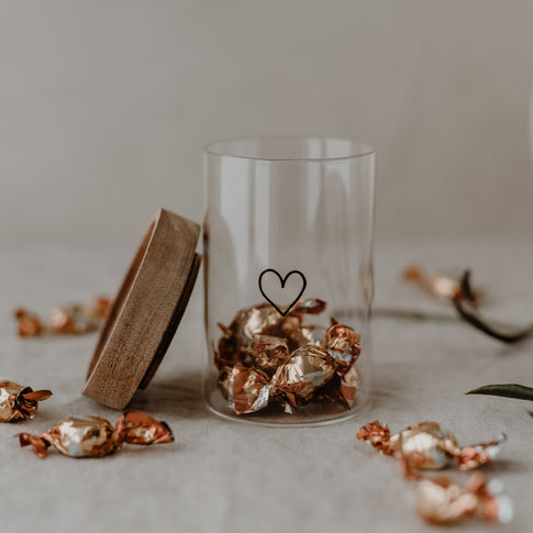 Mini pots à provisions Coeur Noir en lot de 6