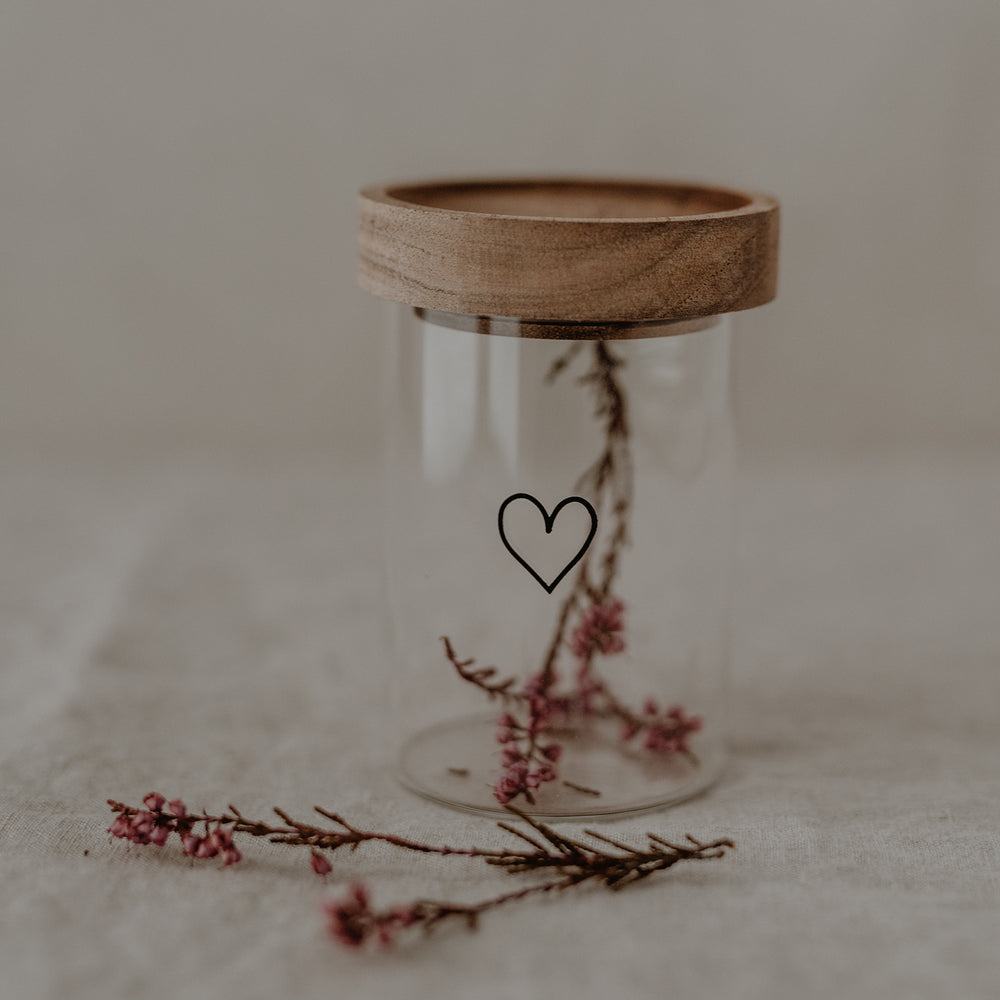 Mini pots à provisions Coeur Noir en lot de 6