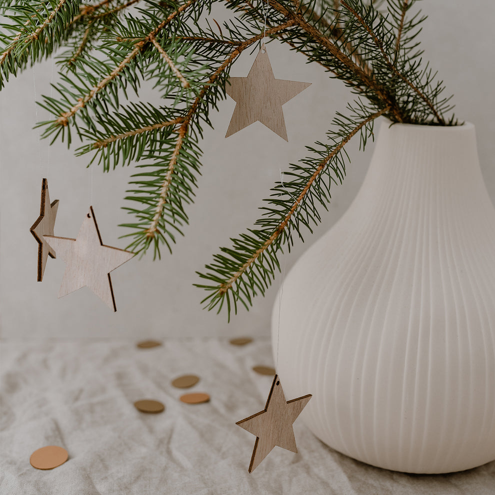 Holzanhänger Stern natur im 8er Set