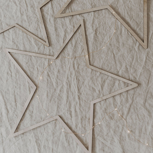 Couronne en bois Étoile Naturelle en lot de 3