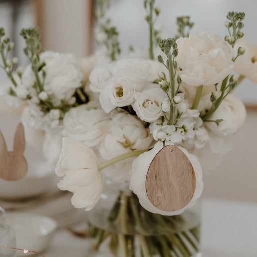 Pendentif en bois naturel Oeufs en lot de 8