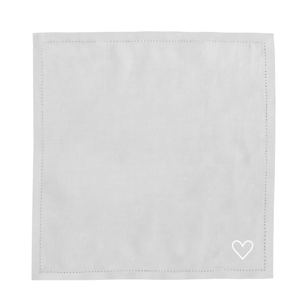 Lot de 4 serviettes en lin "cœur"