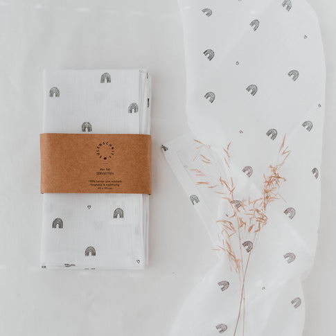 Lot de 4 serviettes en lin "arc-en-ciel"