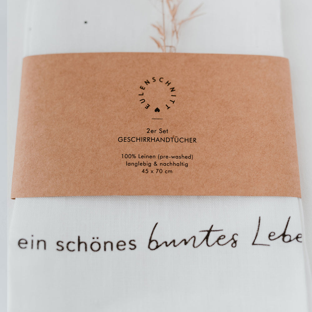 Leinen Geschirrtücher Sprüche im 2er Set