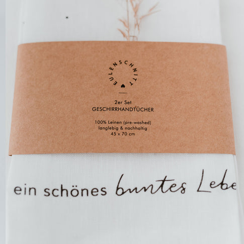 Leinen Geschirrtücher Sprüche im 2er Set